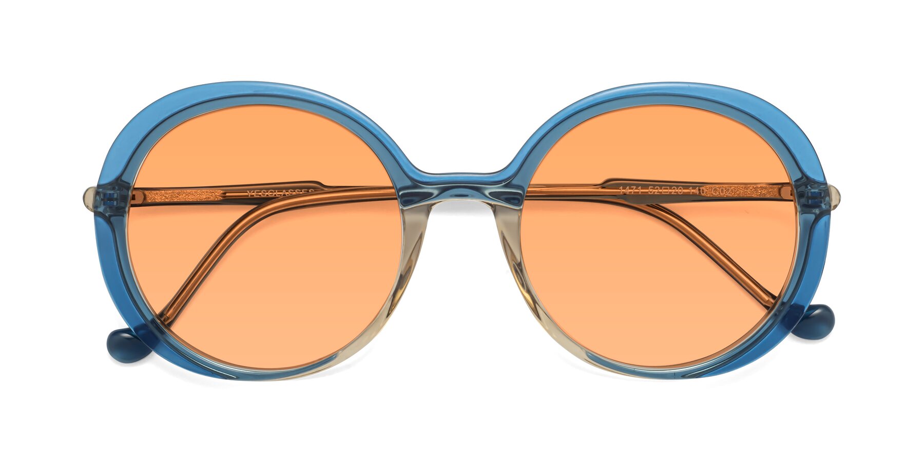 Folded Front of 1471 in Blue with Medium Orange Tinted Lenses