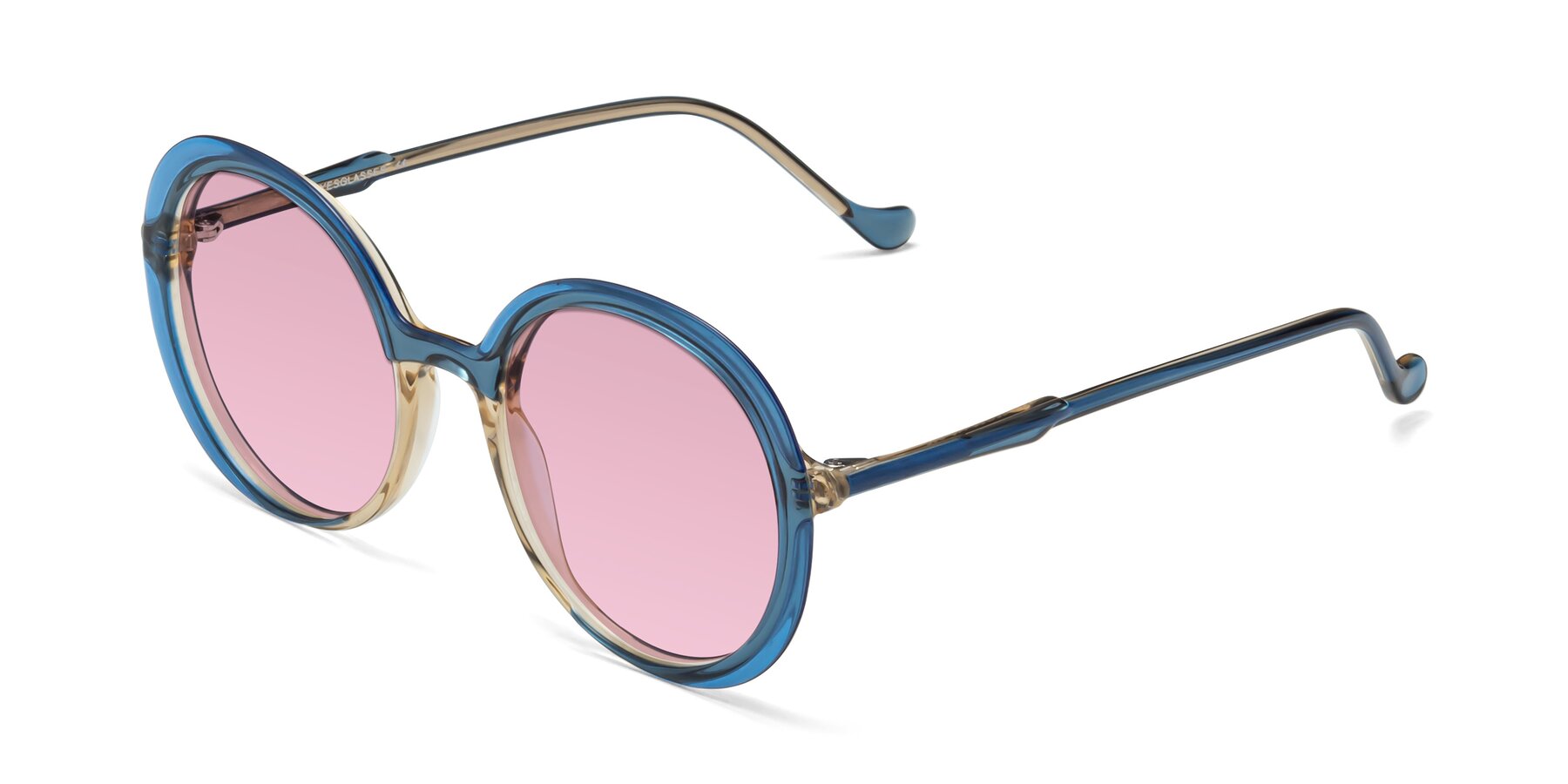 Angle of 1471 in Blue with Light Wine Tinted Lenses