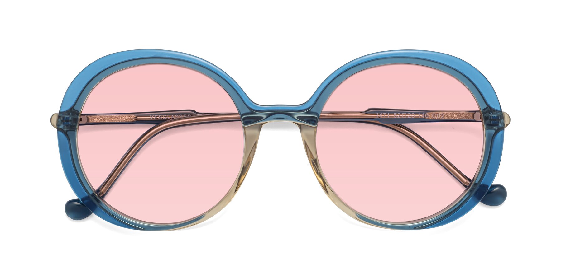 Folded Front of 1471 in Blue with Light Garnet Tinted Lenses