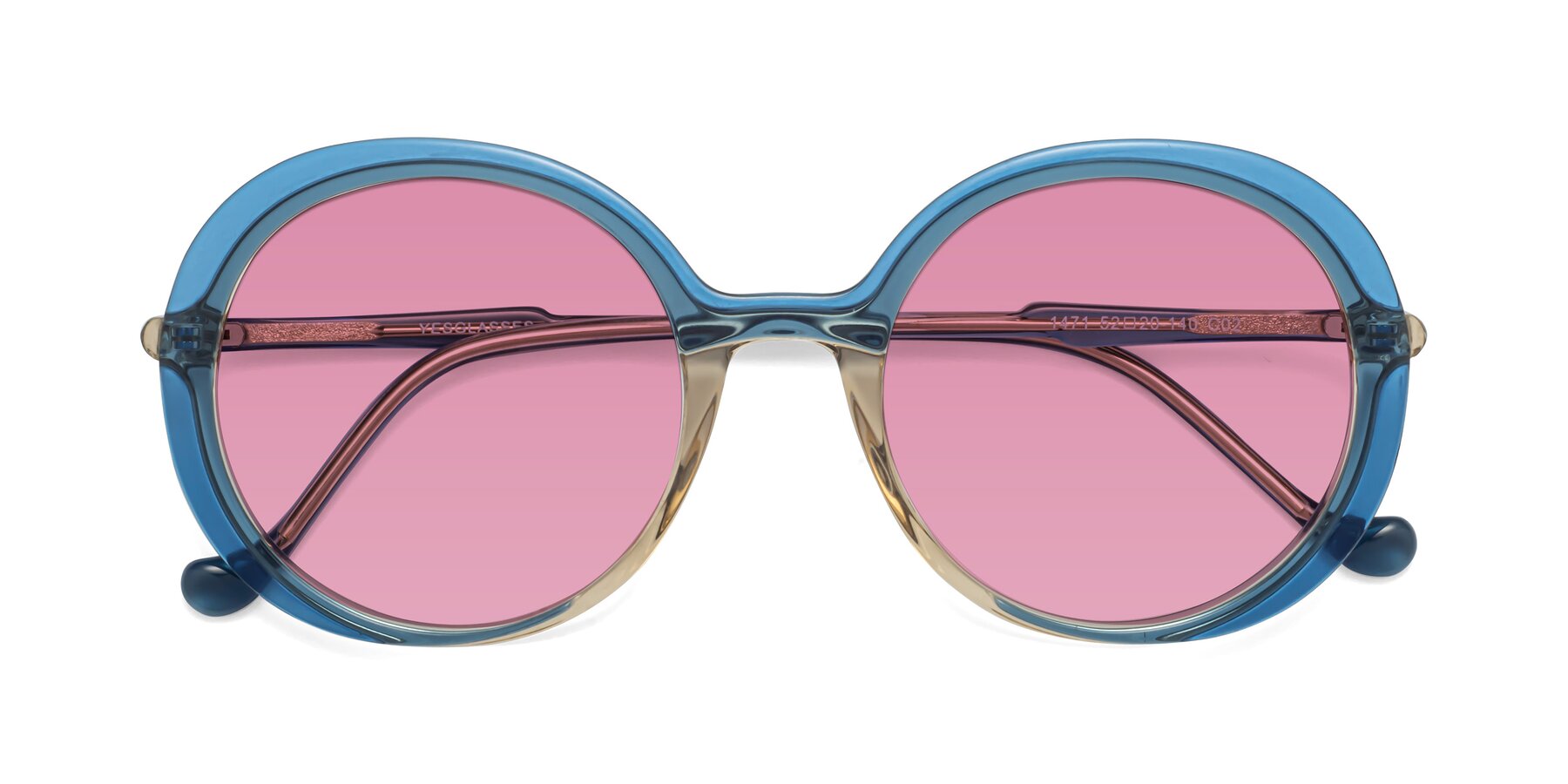 Folded Front of 1471 in Blue with Medium Wine Tinted Lenses