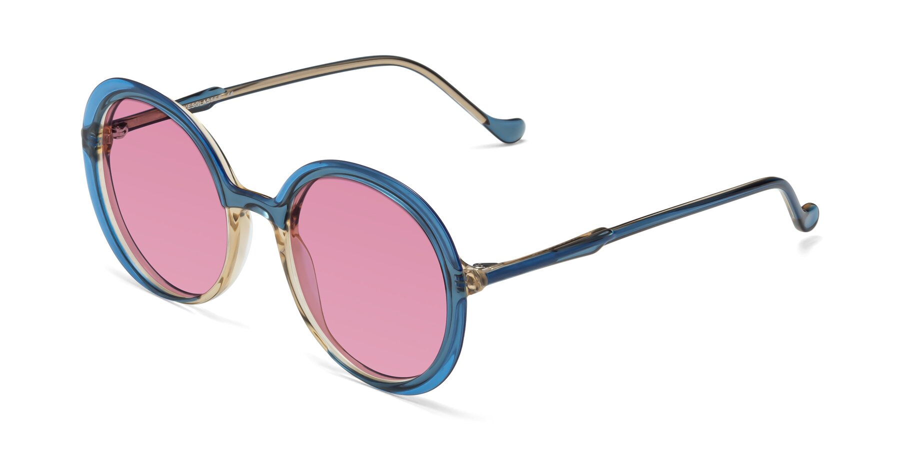 Angle of 1471 in Blue with Medium Wine Tinted Lenses