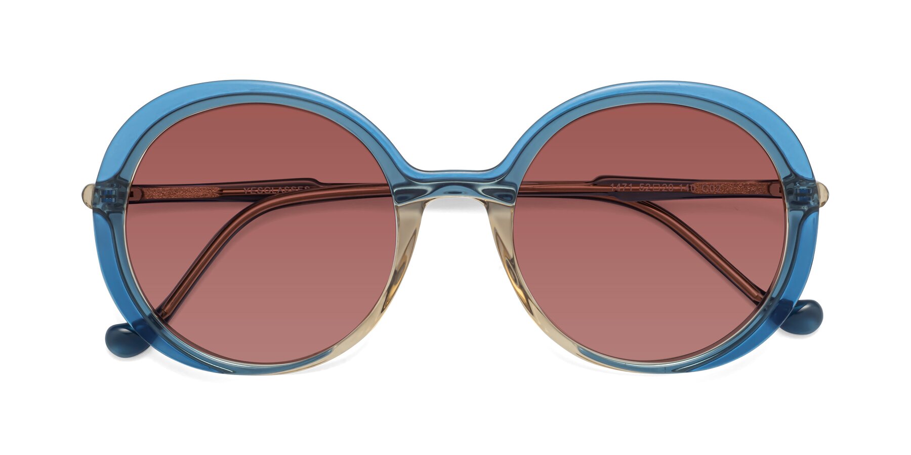 Folded Front of 1471 in Blue with Garnet Tinted Lenses