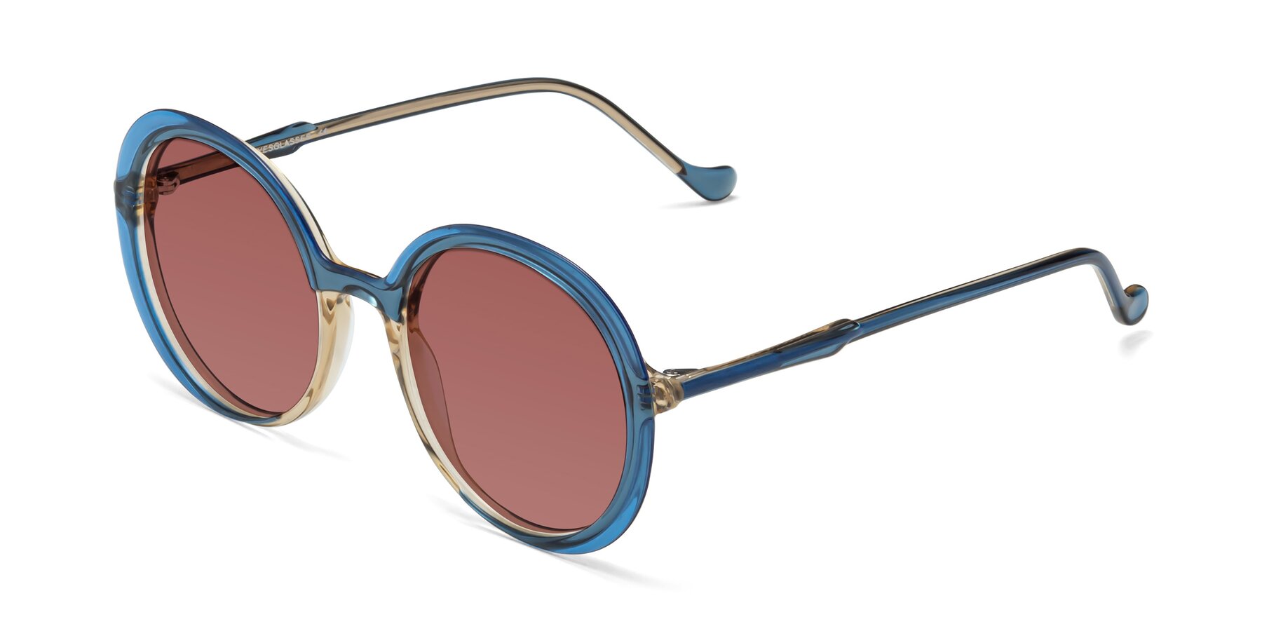 Angle of 1471 in Blue with Garnet Tinted Lenses