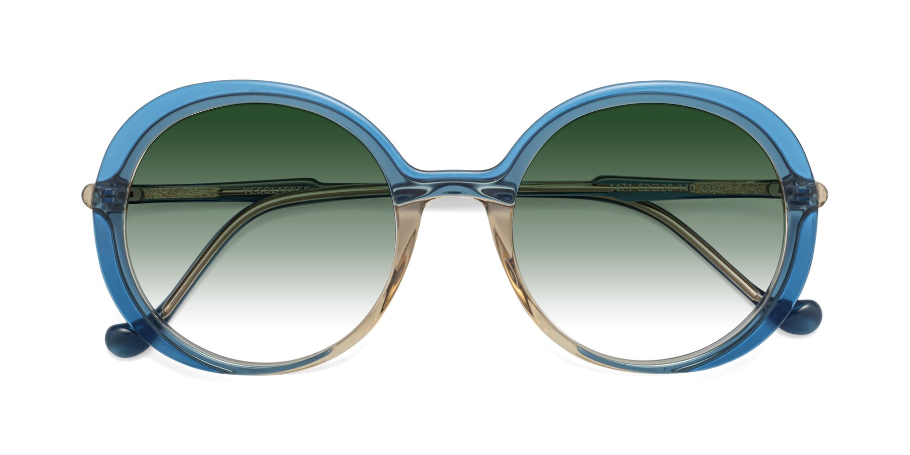 Folded Front of 1471 in Blue with Green Gradient Lenses