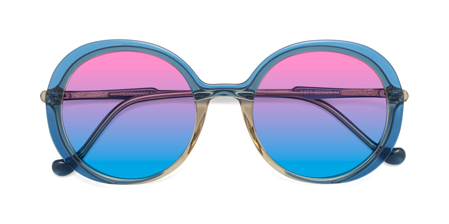 Folded Front of 1471 in Blue with Pink / Blue Gradient Lenses