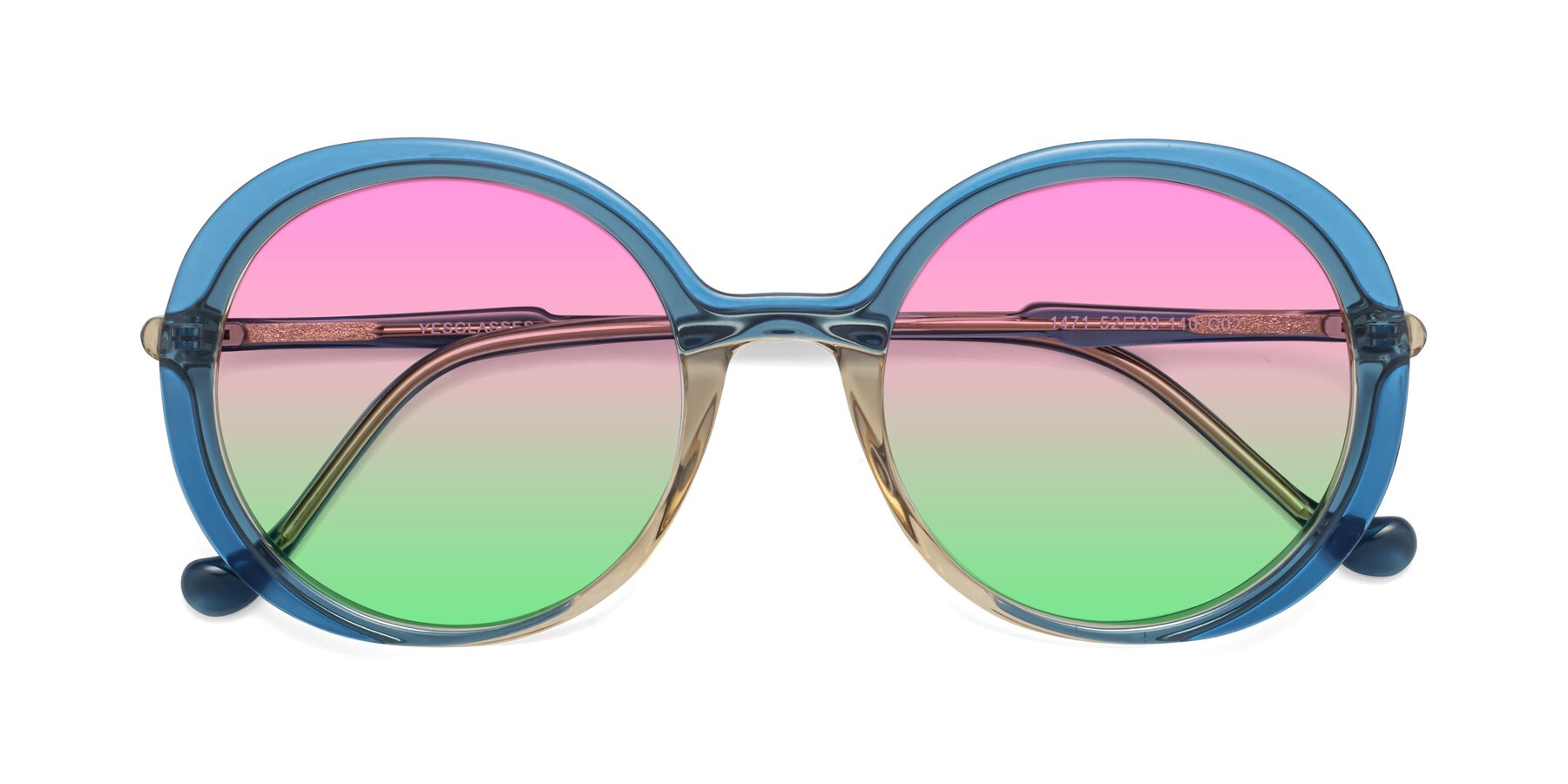Folded Front of 1471 in Blue with Pink / Green Gradient Lenses