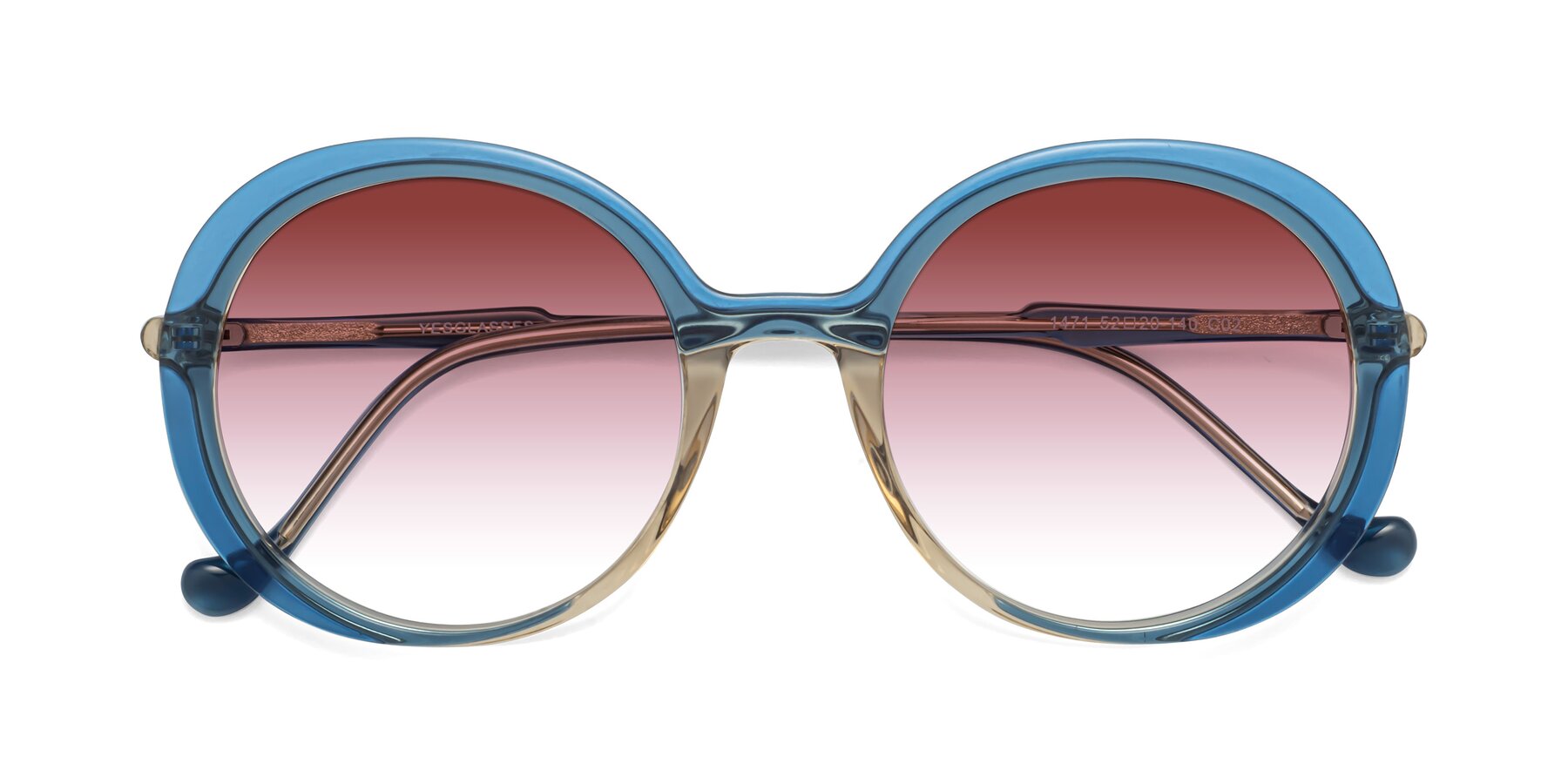 Folded Front of 1471 in Blue with Garnet Gradient Lenses