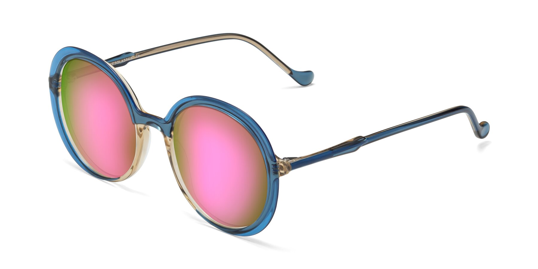 Angle of 1471 in Blue with Pink Mirrored Lenses