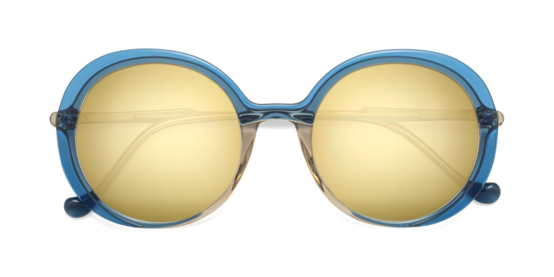 Folded Front of 1471 in Blue with Gold Mirrored Lenses