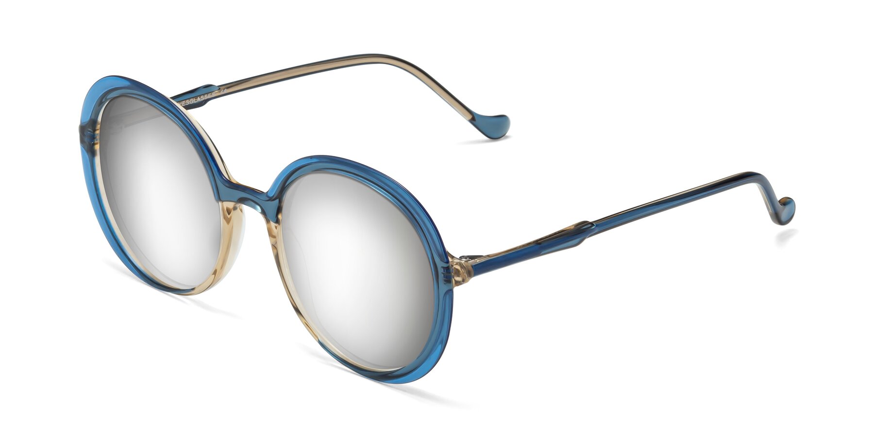 Angle of 1471 in Blue with Silver Mirrored Lenses