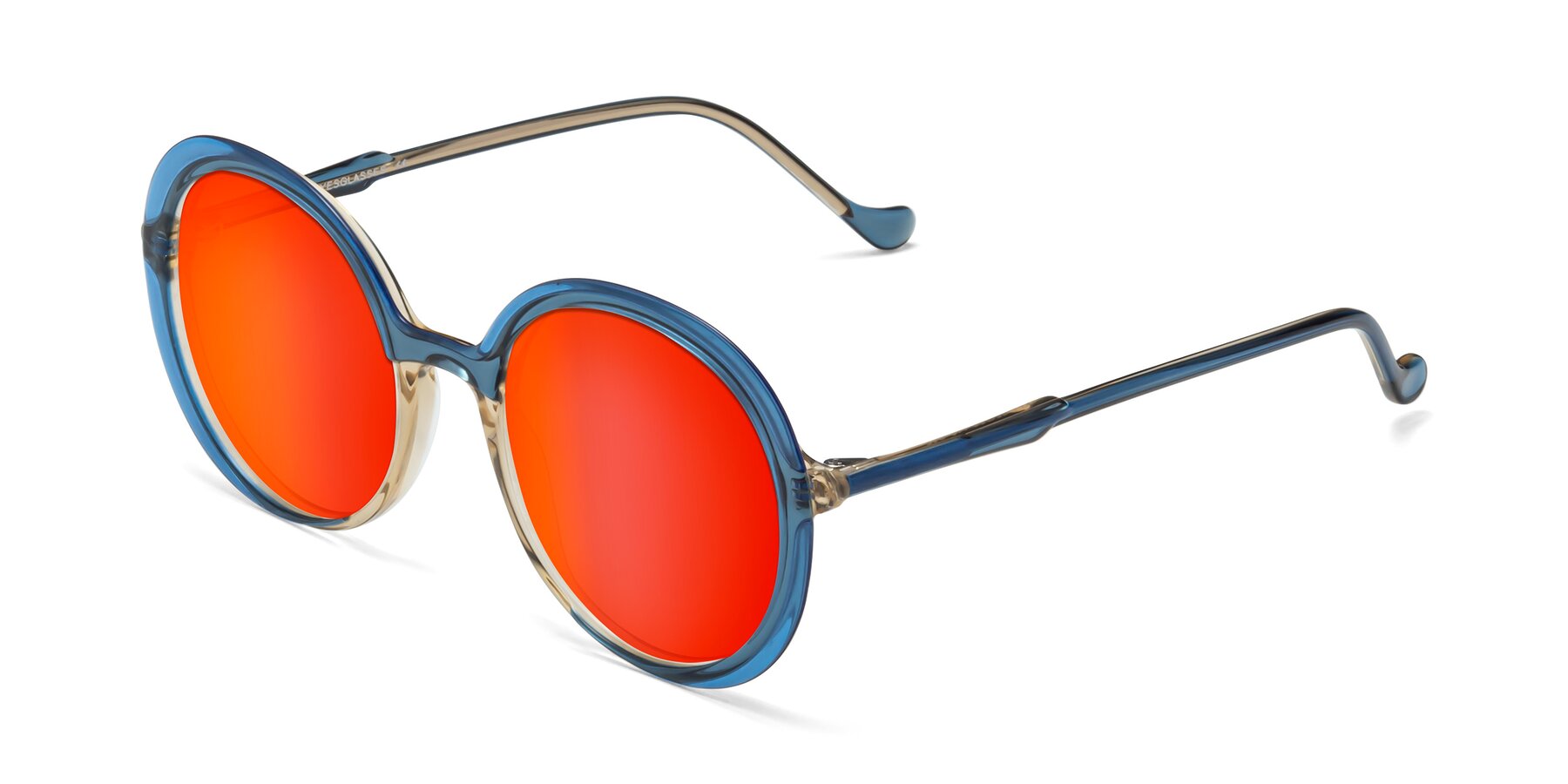 Angle of 1471 in Blue with Red Gold Mirrored Lenses