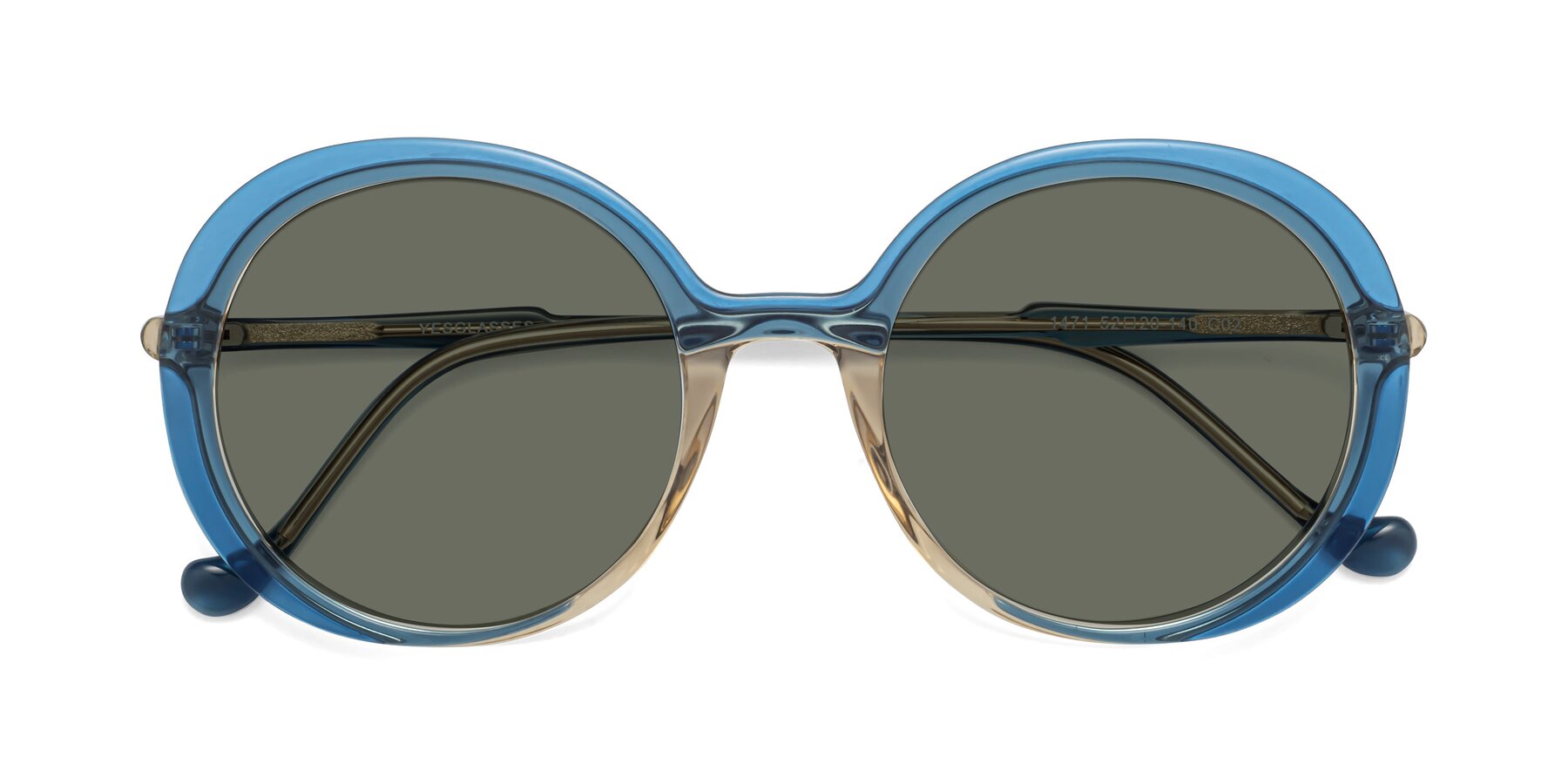 Folded Front of 1471 in Blue with Gray Polarized Lenses