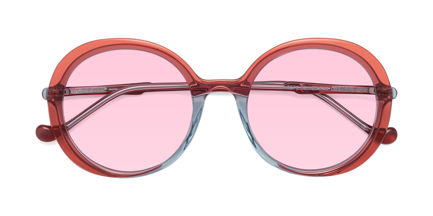 Folded Front of 1471 in Red with Light Pink Tinted Lenses