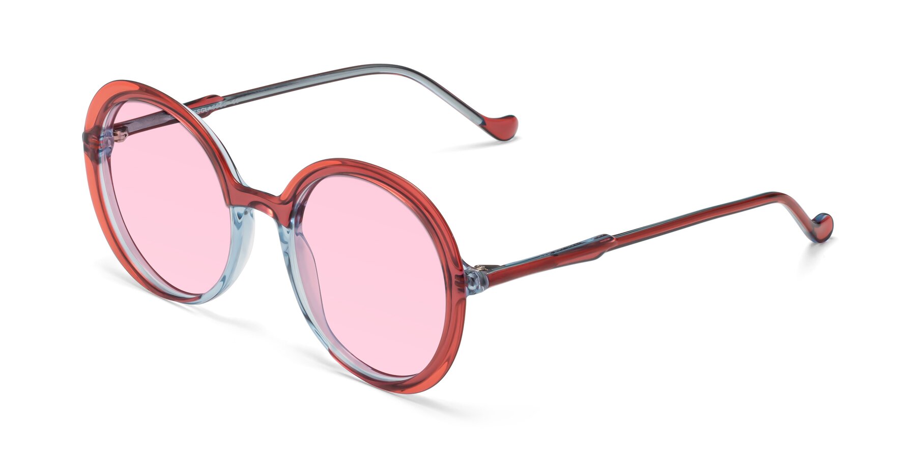 Angle of 1471 in Red with Light Pink Tinted Lenses