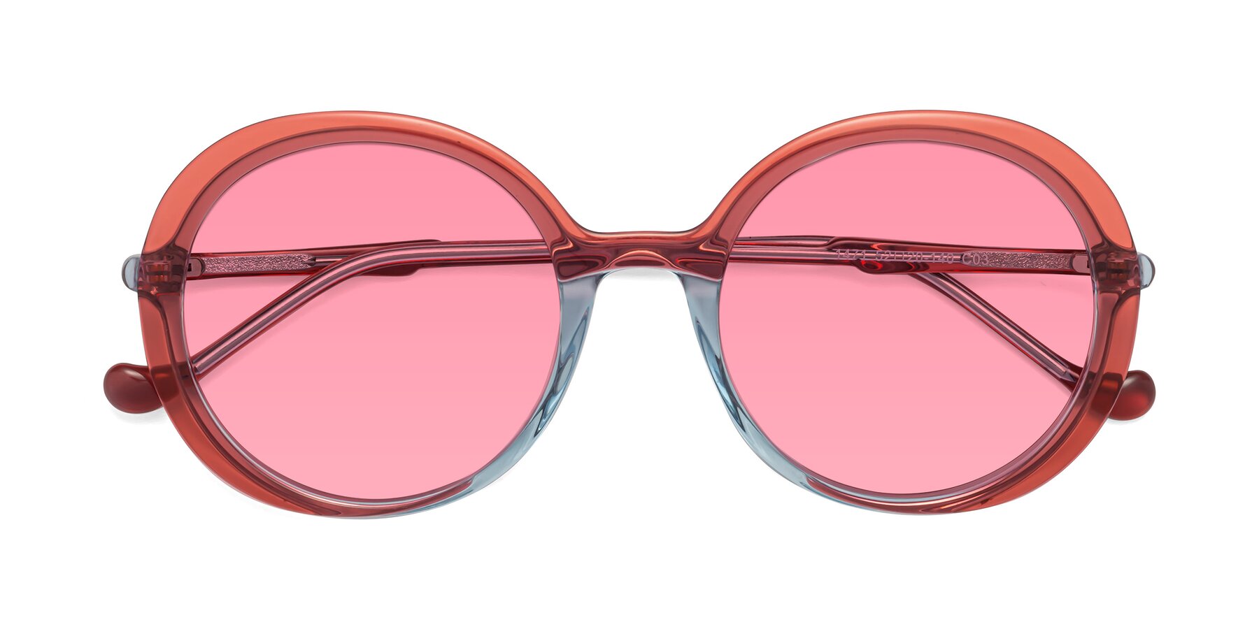 Folded Front of 1471 in Red with Pink Tinted Lenses