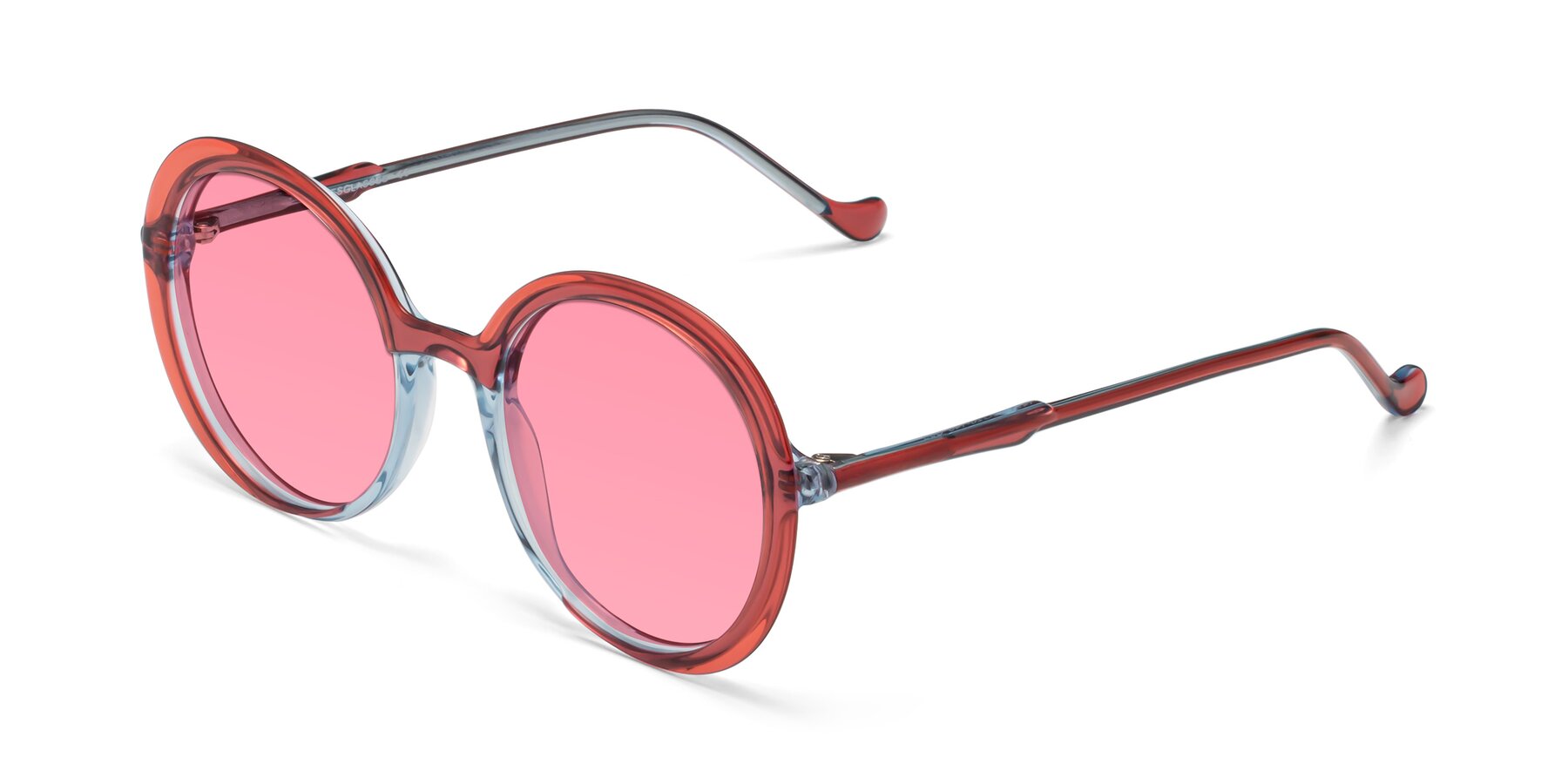 Angle of 1471 in Red with Pink Tinted Lenses