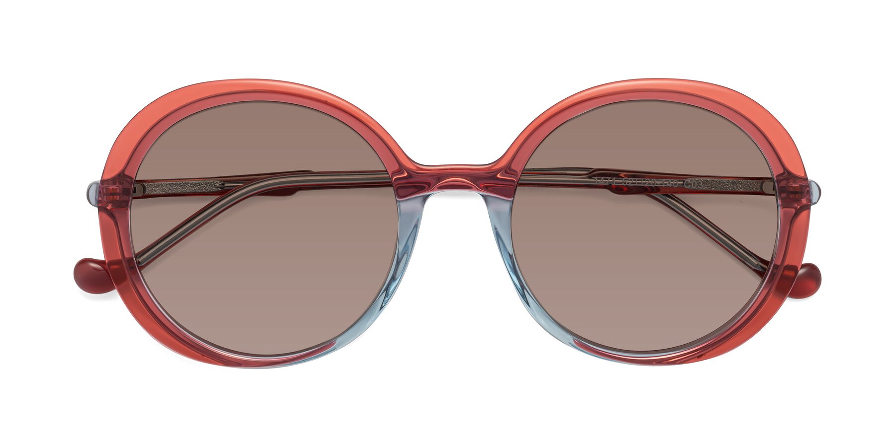 Folded Front of 1471 in Red with Medium Brown Tinted Lenses