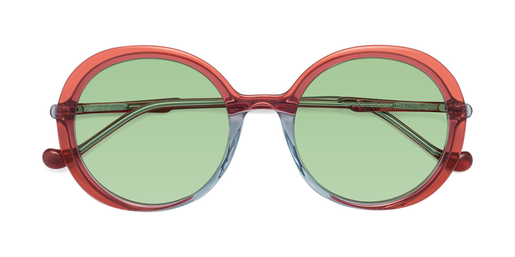 Folded Front of 1471 in Red with Medium Green Tinted Lenses