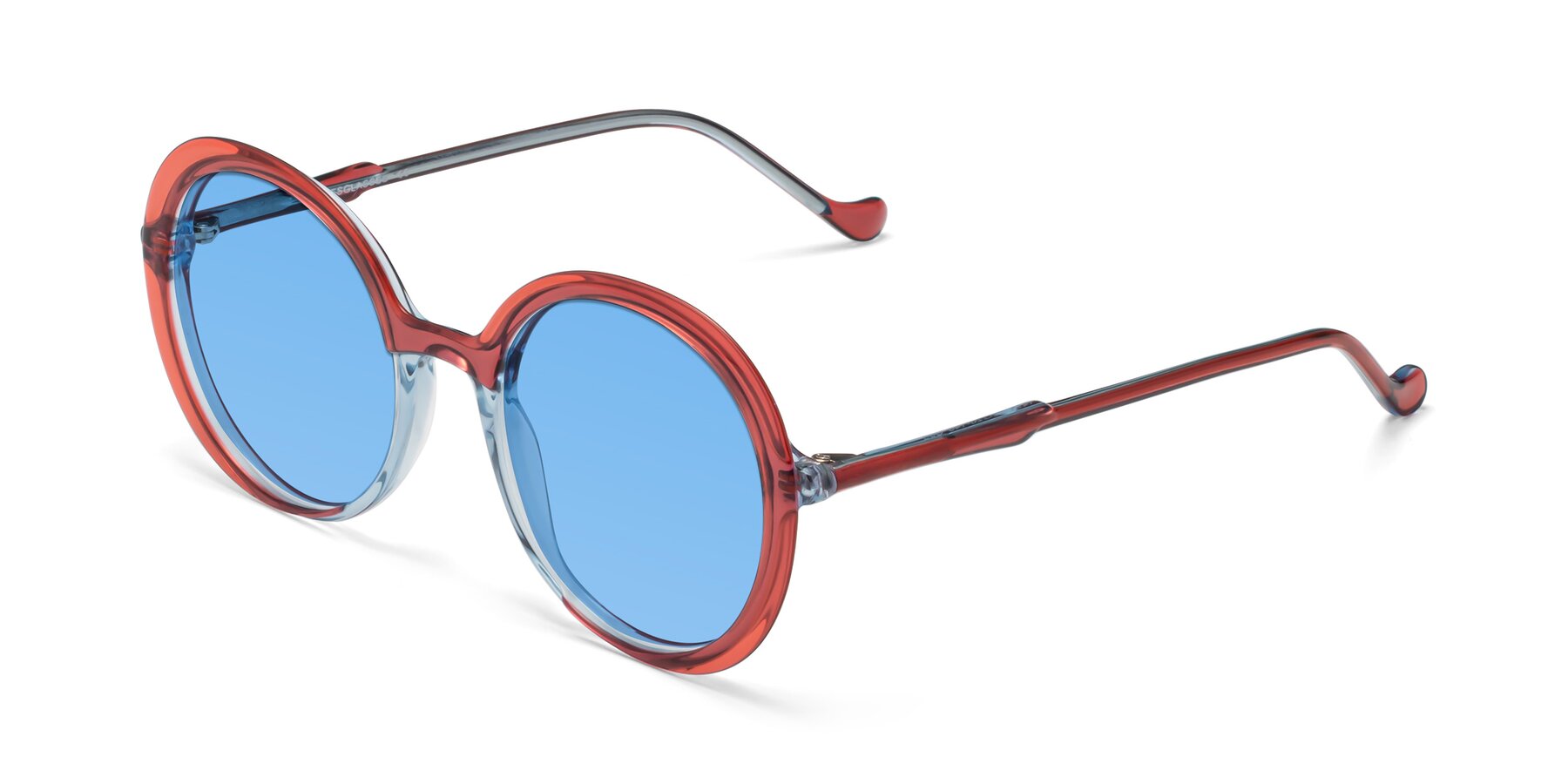 Angle of 1471 in Red with Medium Blue Tinted Lenses