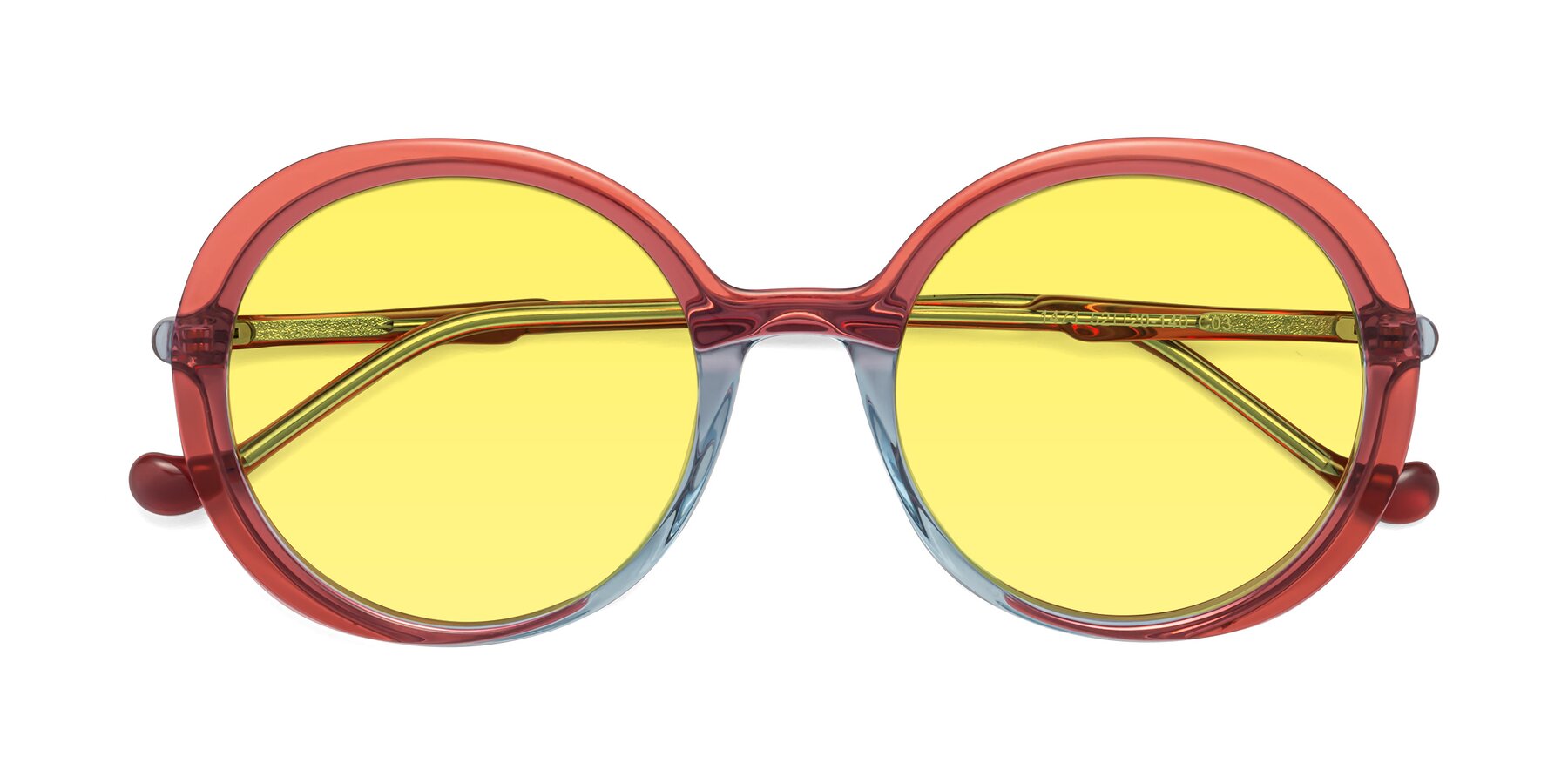 Folded Front of 1471 in Red with Medium Yellow Tinted Lenses