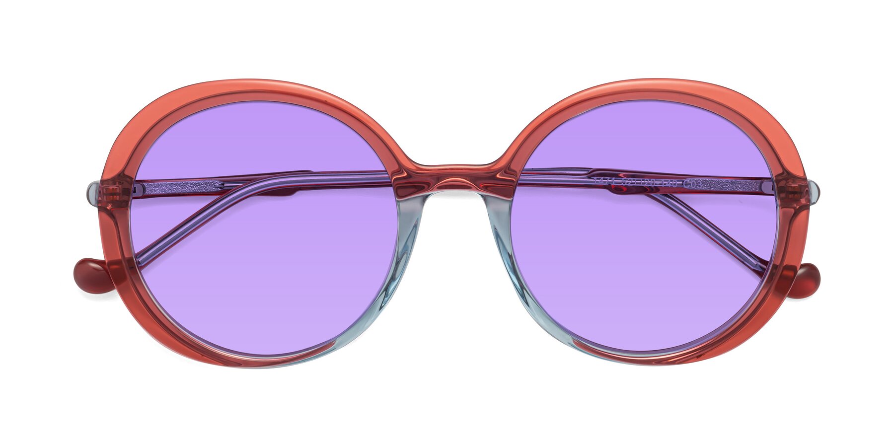 Folded Front of 1471 in Red with Medium Purple Tinted Lenses