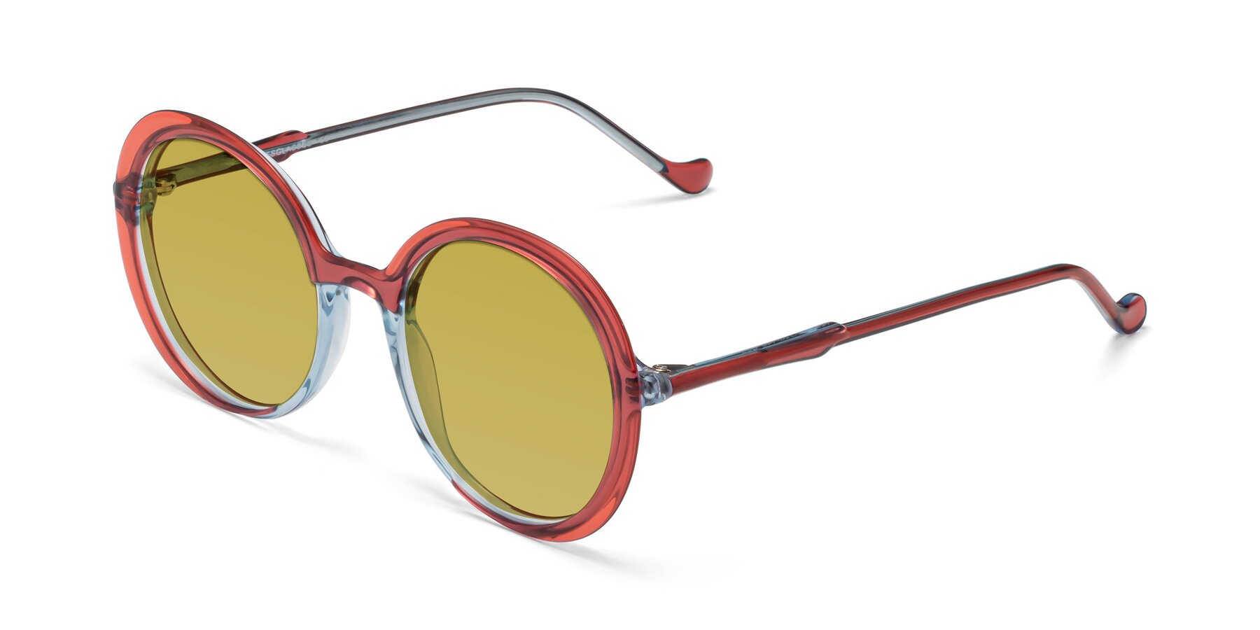 Angle of 1471 in Red with Champagne Tinted Lenses