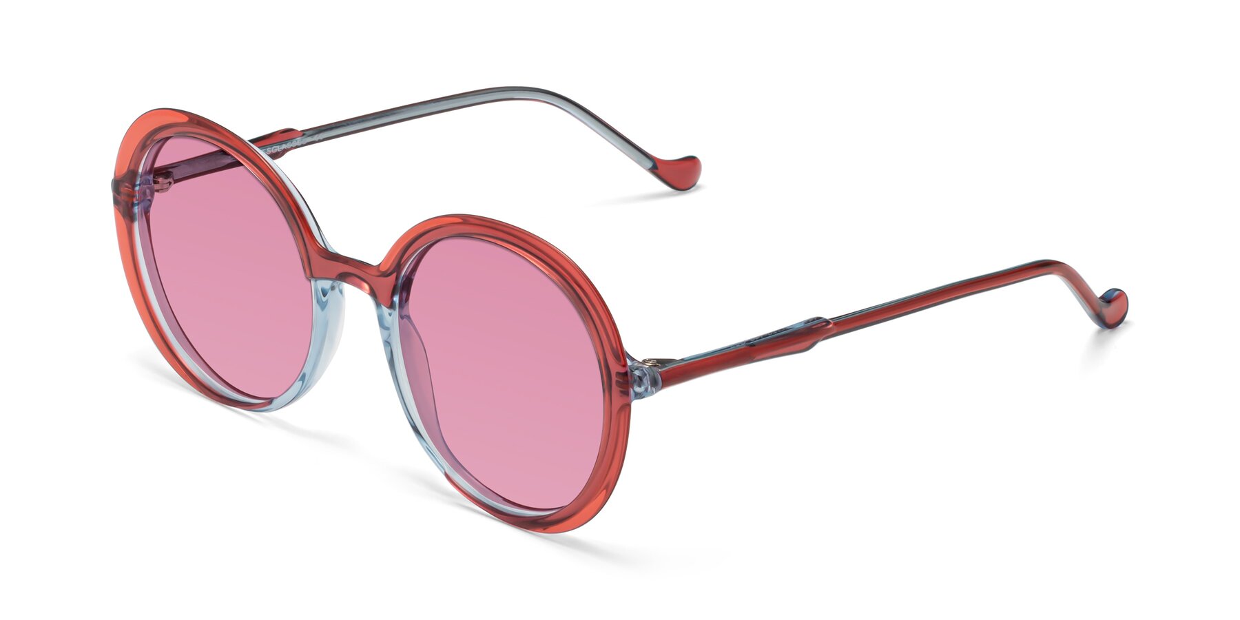 Angle of 1471 in Red with Medium Wine Tinted Lenses