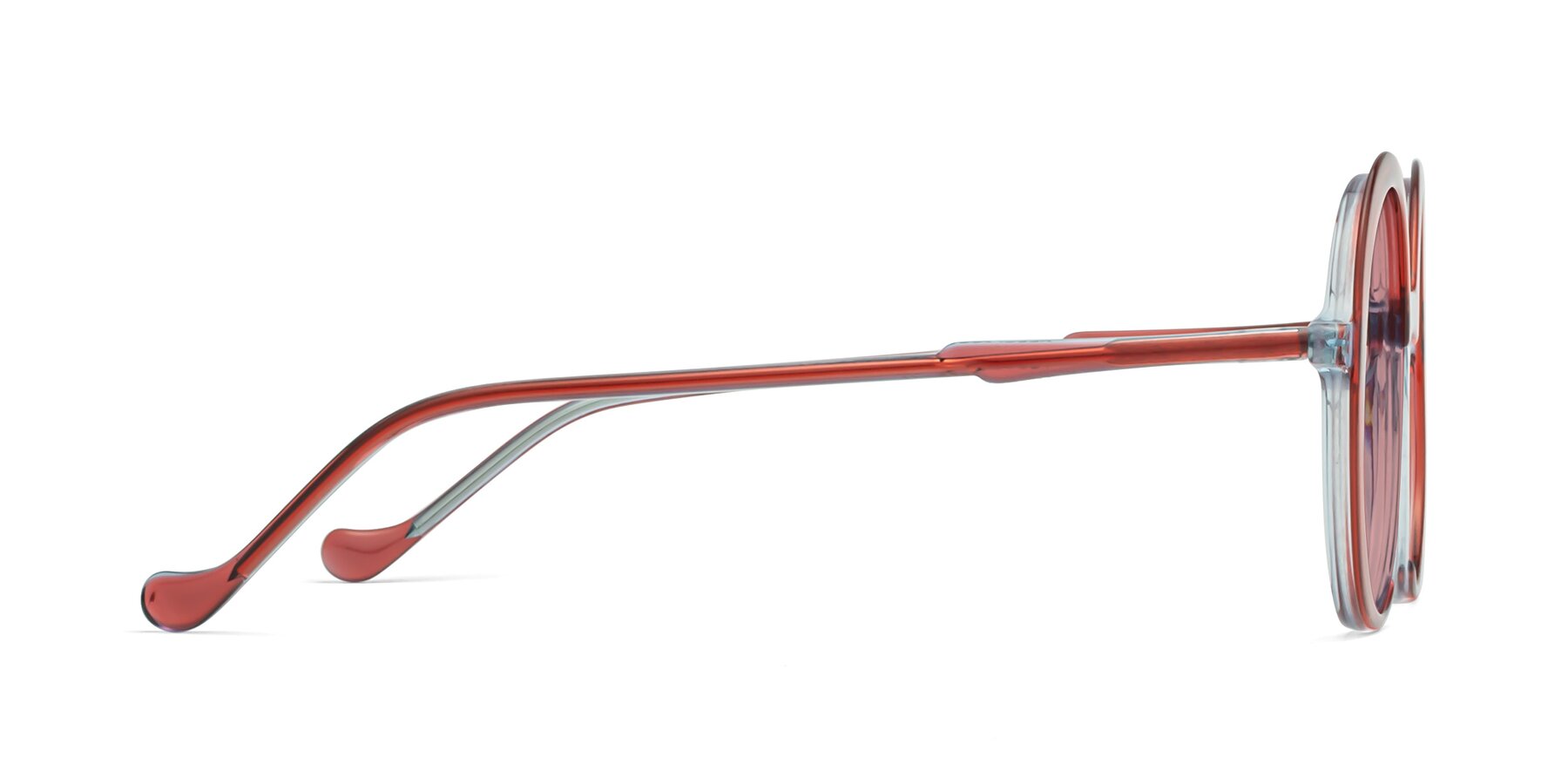 Side of 1471 in Red with Medium Garnet Tinted Lenses