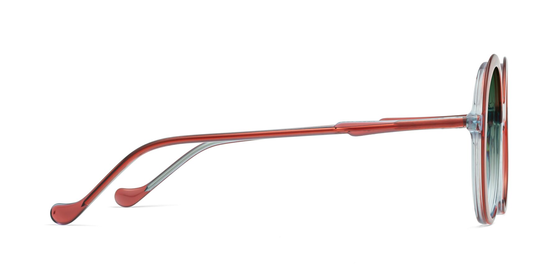 Side of 1471 in Red with Green Gradient Lenses