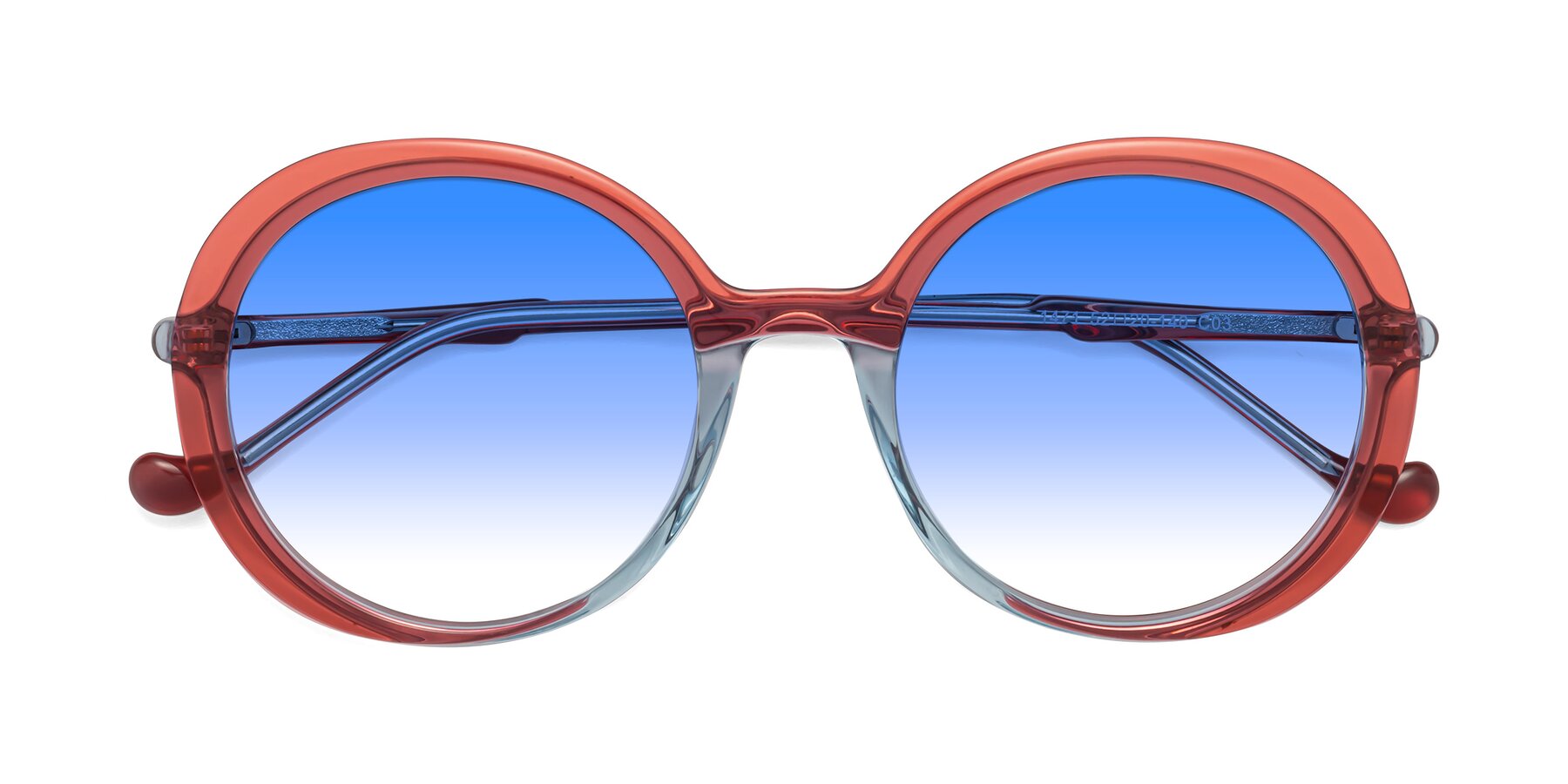 Folded Front of 1471 in Red with Blue Gradient Lenses