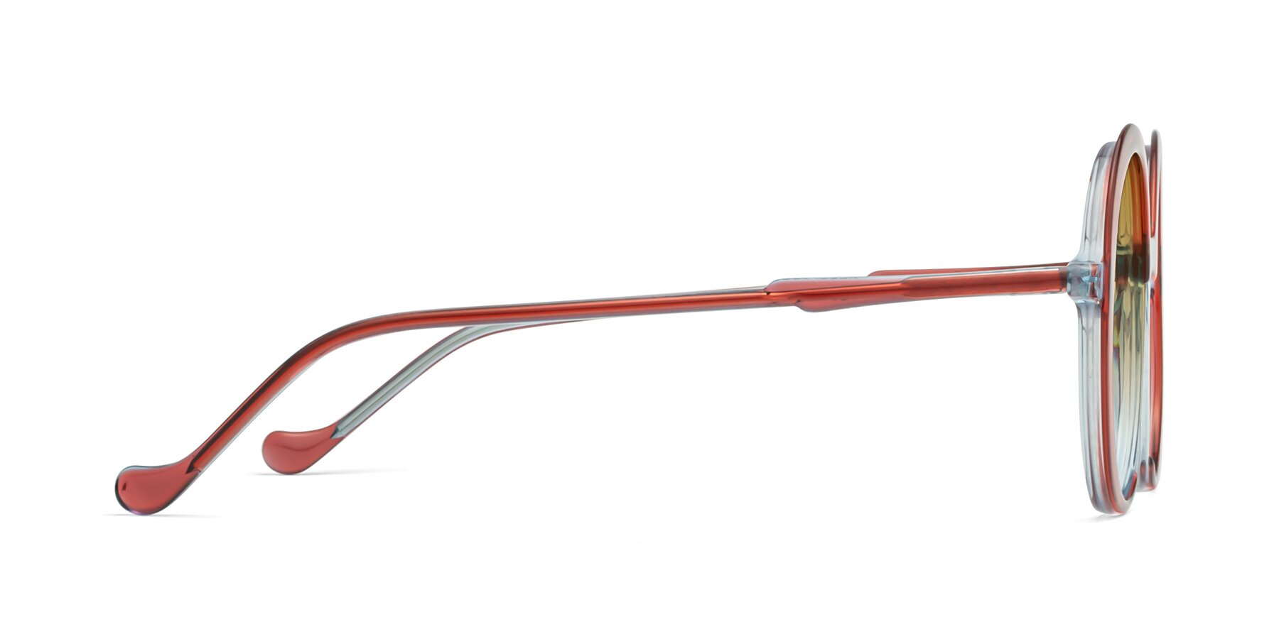 Side of 1471 in Red with Champagne Gradient Lenses