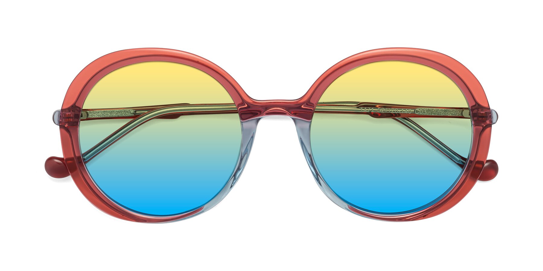 Folded Front of 1471 in Red with Yellow / Blue Gradient Lenses