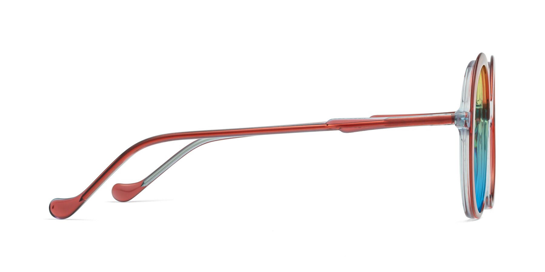 Side of 1471 in Red with Yellow / Blue Gradient Lenses