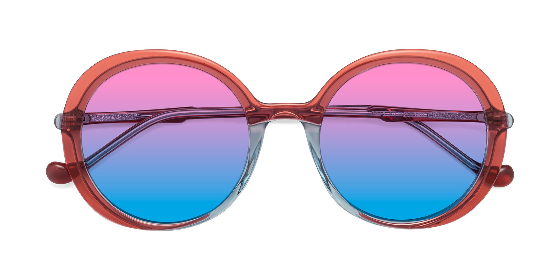 Folded Front of 1471 in Red with Pink / Blue Gradient Lenses
