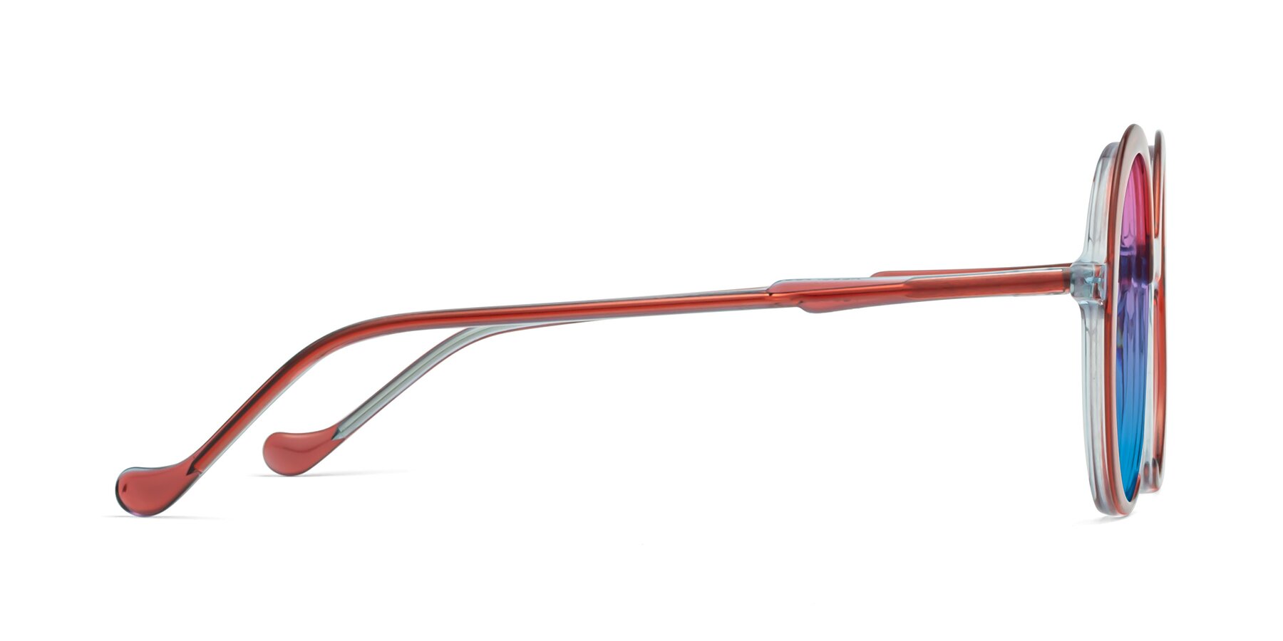 Side of 1471 in Red with Pink / Blue Gradient Lenses