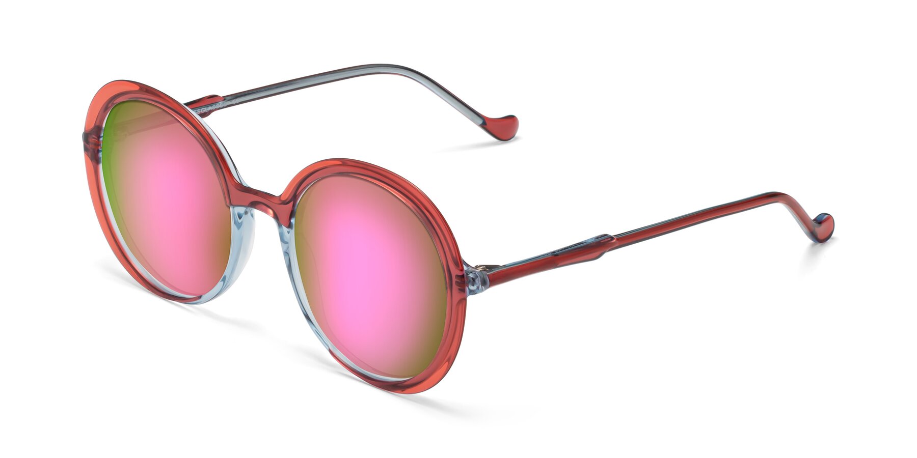 Angle of 1471 in Red with Pink Mirrored Lenses
