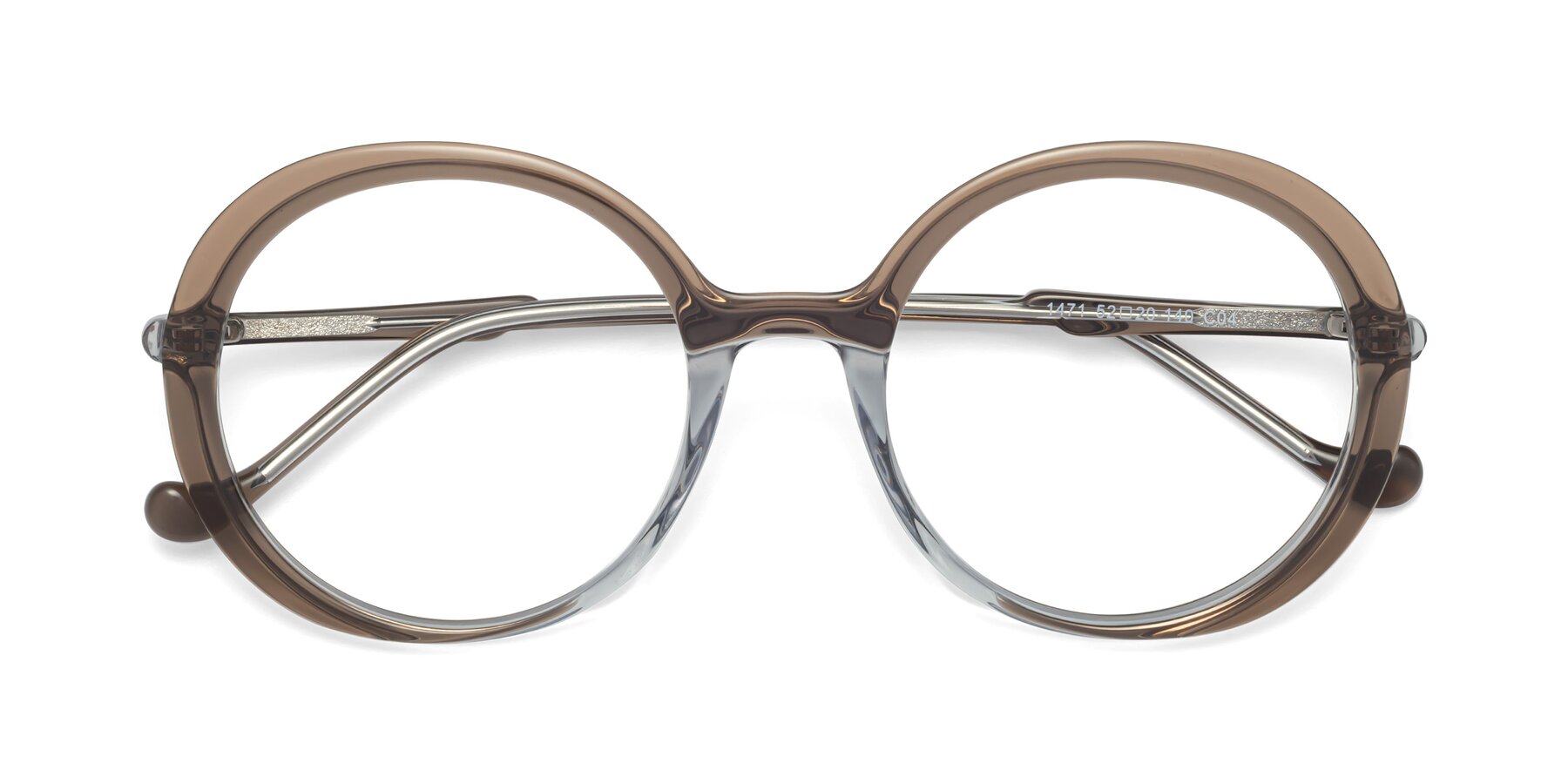 Folded Front of 1471 in Brown with Clear Eyeglass Lenses