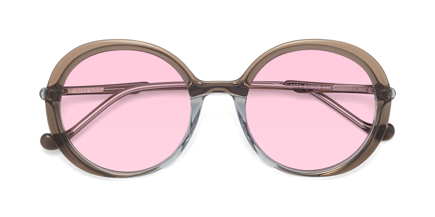 Folded Front of 1471 in Brown with Light Pink Tinted Lenses