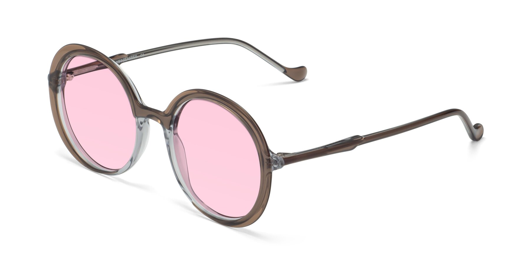Angle of 1471 in Brown with Light Pink Tinted Lenses