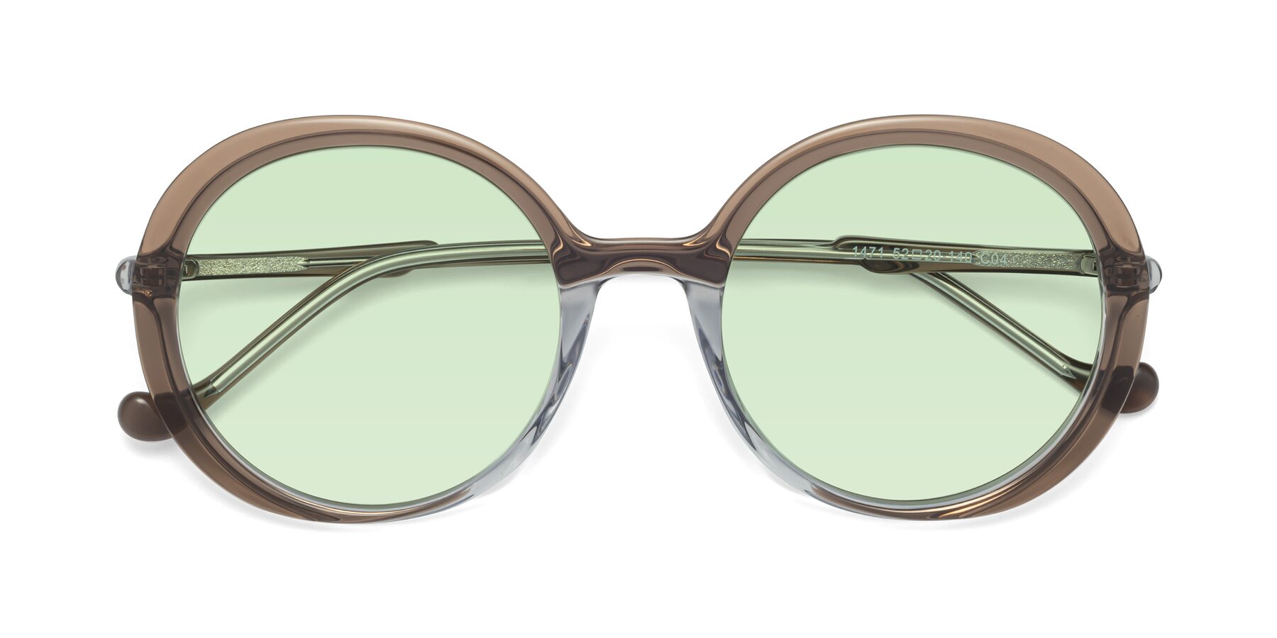 Folded Front of 1471 in Brown with Light Green Tinted Lenses