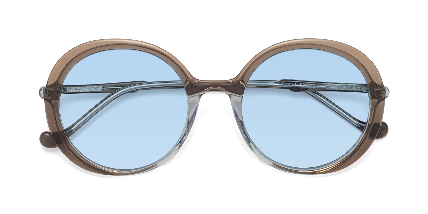 Folded Front of 1471 in Brown with Light Blue Tinted Lenses