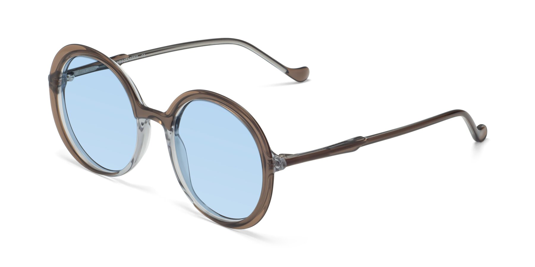 Angle of 1471 in Brown with Light Blue Tinted Lenses