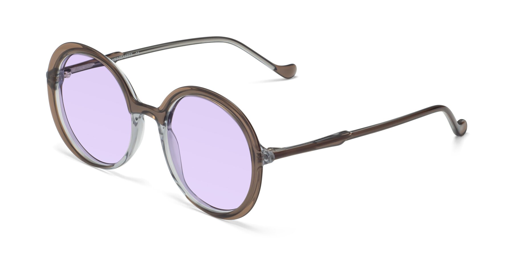 Angle of 1471 in Brown with Light Purple Tinted Lenses