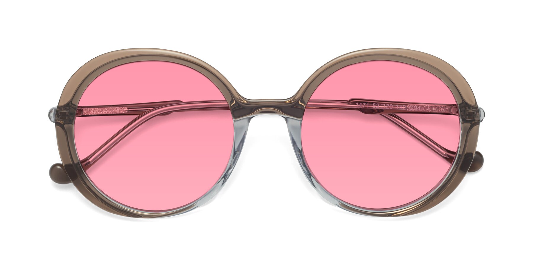 Folded Front of 1471 in Brown with Pink Tinted Lenses