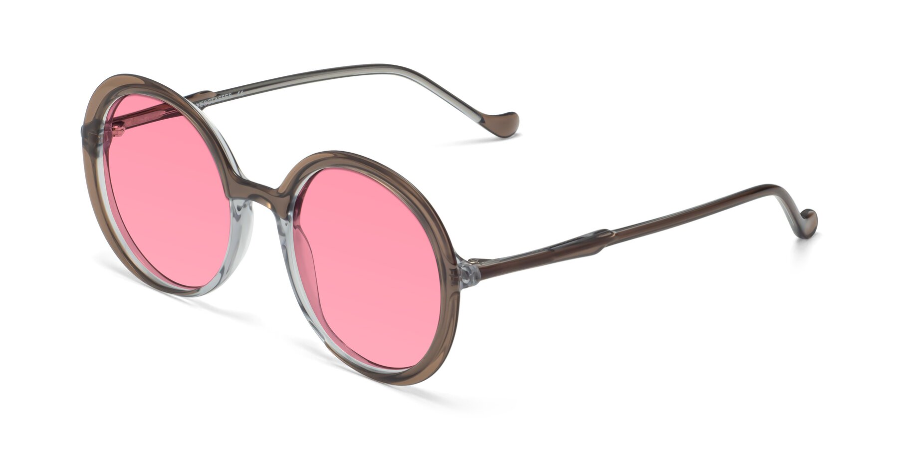 Angle of 1471 in Brown with Pink Tinted Lenses
