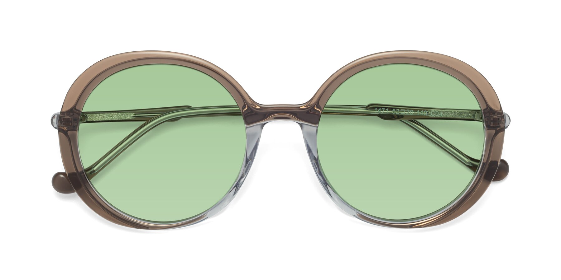 Folded Front of 1471 in Brown with Medium Green Tinted Lenses