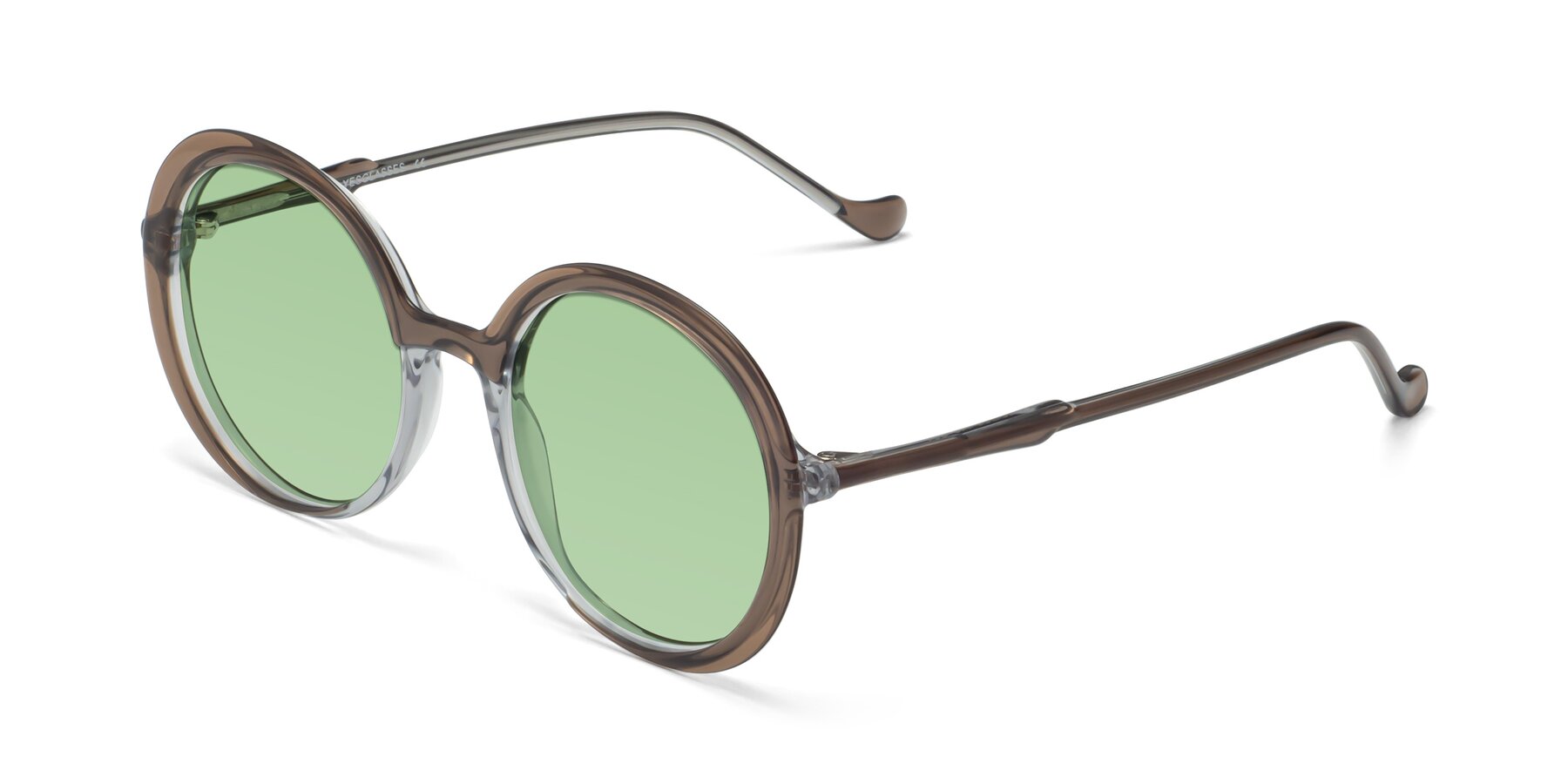 Angle of 1471 in Brown with Medium Green Tinted Lenses