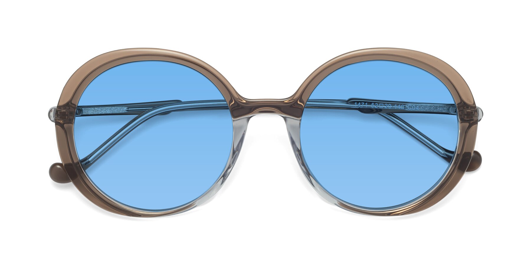 Folded Front of 1471 in Brown with Medium Blue Tinted Lenses