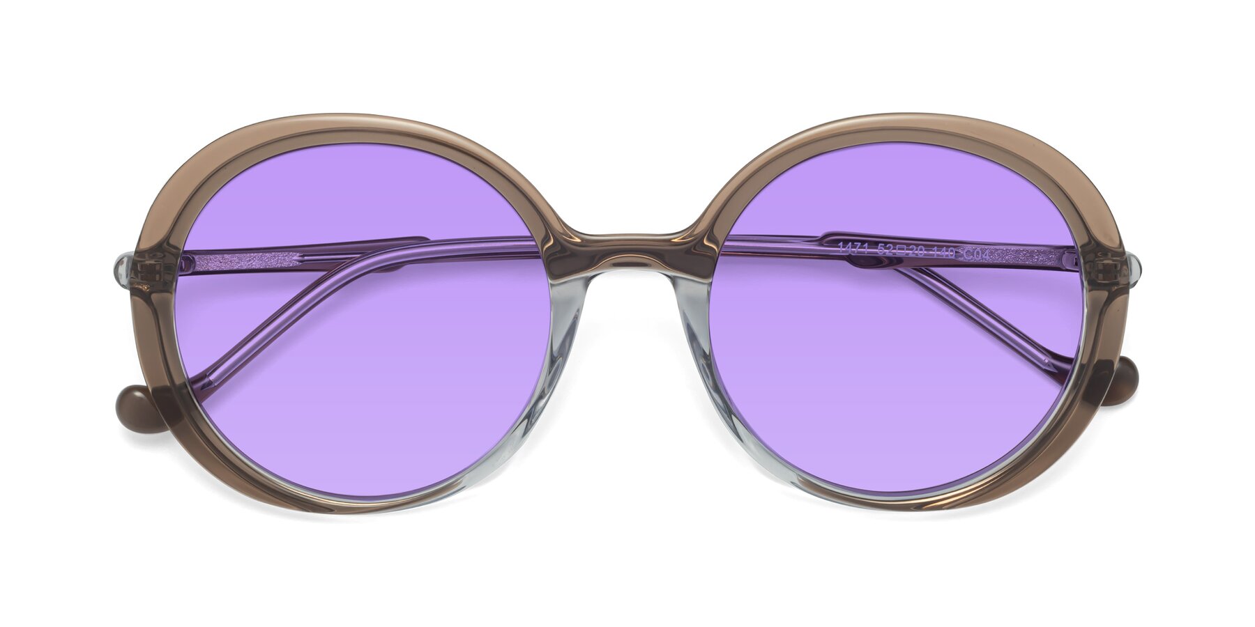 Folded Front of 1471 in Brown with Medium Purple Tinted Lenses