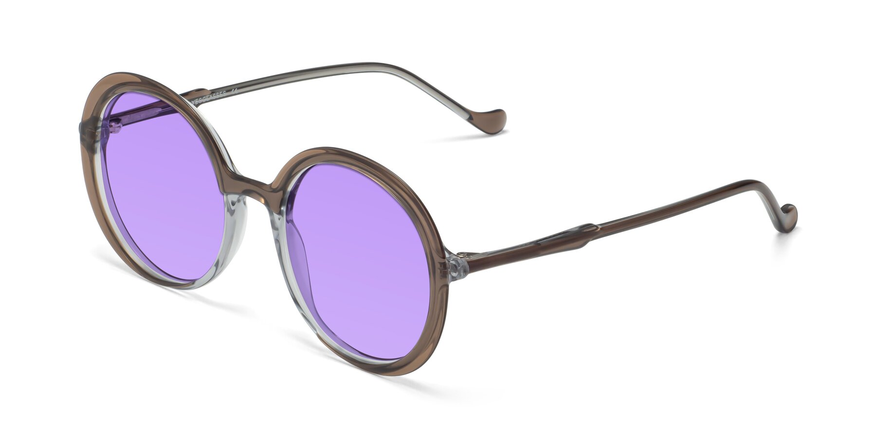 Angle of 1471 in Brown with Medium Purple Tinted Lenses